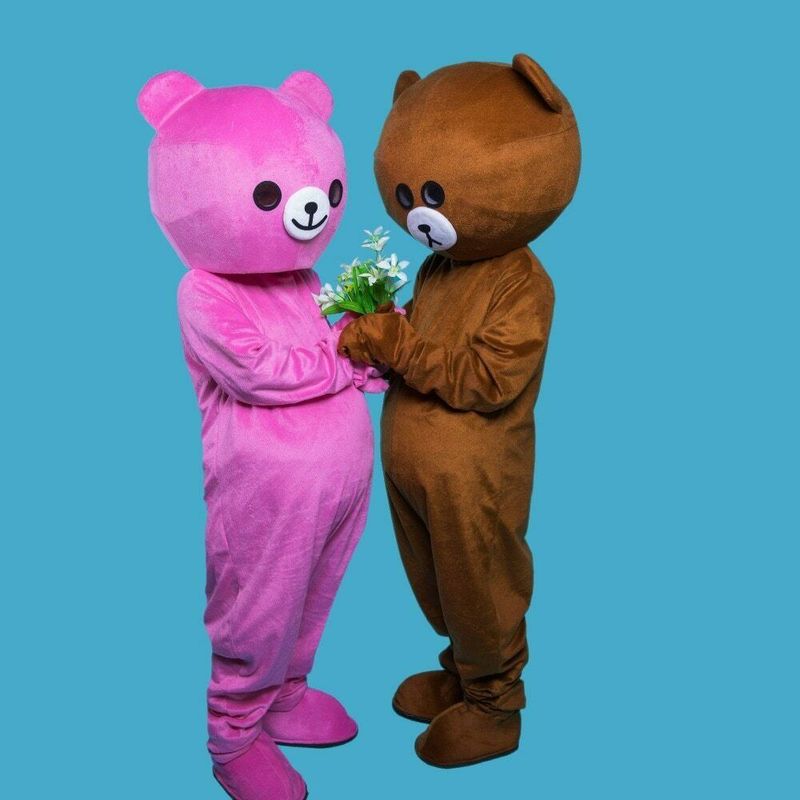 핑크 귀여운 곰 카니 토끼 마스코트 의상 할로윈 정장 코스프레 파티 게임 복장 광고 카니발 부활절 축제